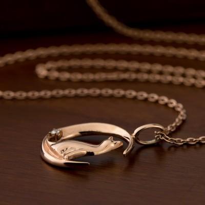 Red string 猫 月モチーフ ダイヤモンド ネックレス K10 / TITAN
