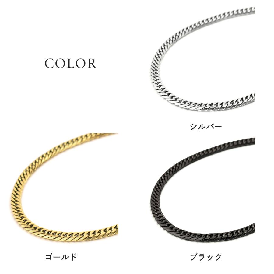 チタンネックレス 喜平 ネックレス 50cm 4.5mm幅 メンズ チタン チェーン プラチナ 加工 シルバー ゴールド ブラック ダブル喜平 6面 つけっぱなし Red stringの画像