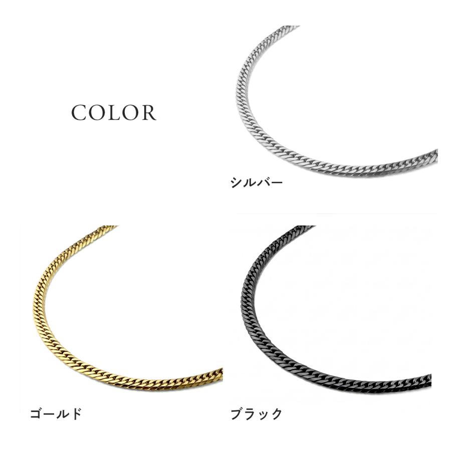 チタンネックレス 喜平 ネックレス 60cm 4.5mm幅 メンズ チタン チェーン プラチナ 加工 シルバー ゴールド ブラック 6面ダブル つけっぱなし Red stringの画像
