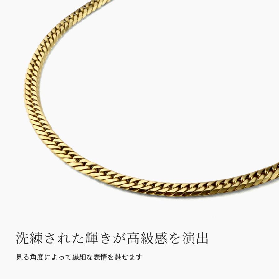 チタンネックレス 喜平 ネックレス 60cm 4.5mm幅 メンズ チタン チェーン プラチナ 加工 シルバー ゴールド ブラック 6面ダブル つけっぱなし Red stringの画像