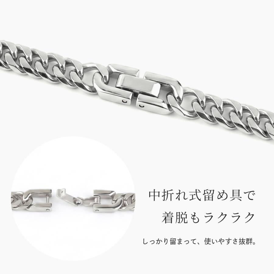 チタンネックレス 喜平 ネックレス 50cm 6.5mm幅 太め メンズ チタン チェーン プラチナ 加工 シルバー ゴールド ブラック 6面ダブル つけっぱなし Red stringの画像