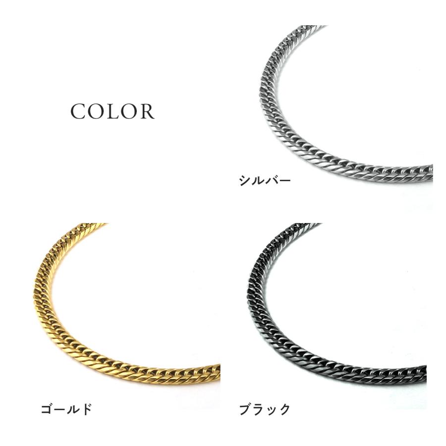 チタンネックレス 喜平 ネックレス 50cm 6.5mm幅 太め メンズ チタン チェーン プラチナ 加工 シルバー ゴールド ブラック 6面ダブル つけっぱなし Red stringの画像