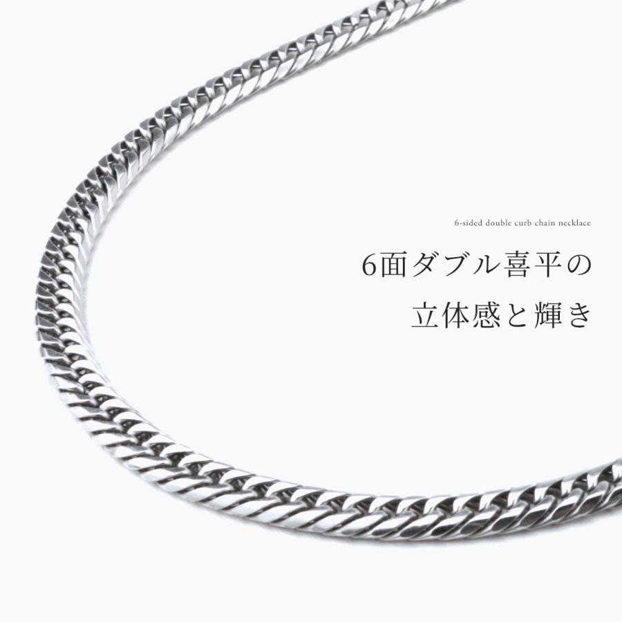 チタンネックレス 喜平 ネックレス 50cm 6.5mm幅 太め メンズ チタン チェーン プラチナ 加工 シルバー ゴールド ブラック 6面ダブル つけっぱなし Red stringの画像