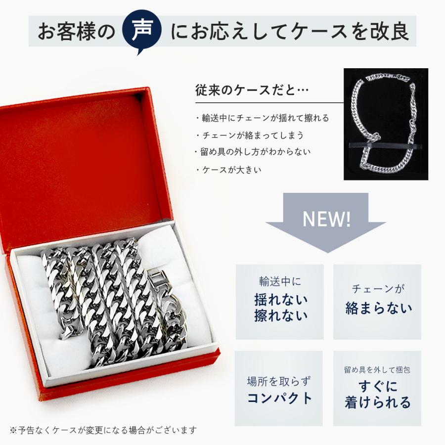 チタンネックレス 喜平 ネックレス 50cm 6.5mm幅 太め メンズ チタン チェーン プラチナ 加工 シルバー ゴールド ブラック 6面ダブル つけっぱなし Red stringの画像