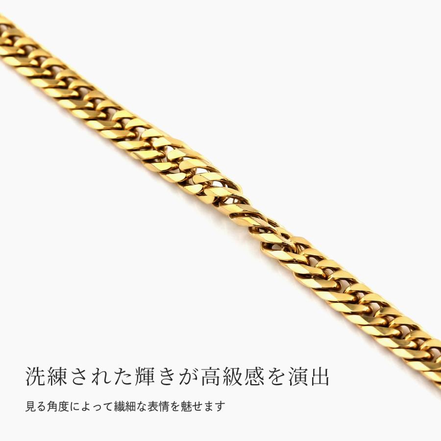 チタンネックレス 喜平 ネックレス 60cm 6.5mm幅 太め メンズ チタン チェーン プラチナ 加工 シルバー ゴールド 6面ダブル つけっぱなし Red stringの画像