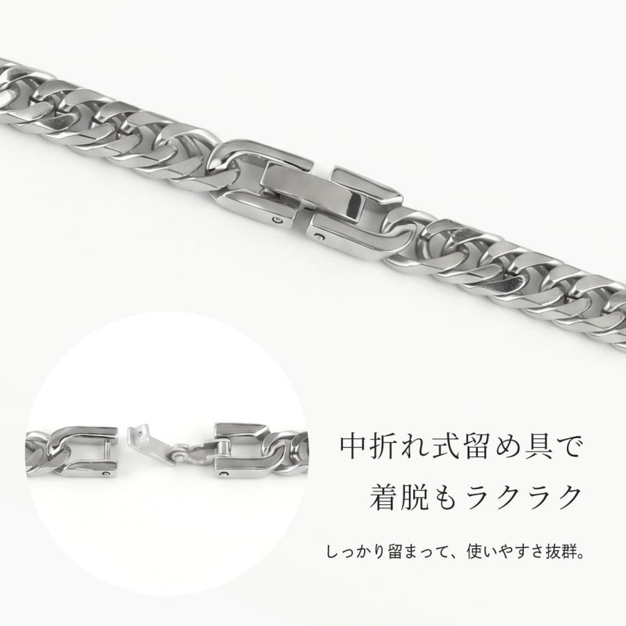 チタンネックレス 喜平 ネックレス 60cm 6.5mm幅 太め メンズ チタン チェーン プラチナ 加工 シルバー ゴールド 6面ダブル つけっぱなし Red stringの画像
