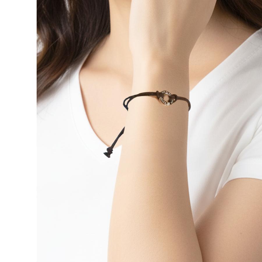 ペアブレスレット つけっぱなし 刻印 コード 紐 ステンレス サークル リング シンプル カップル お揃い 2個セット サークル リング おしゃれ アクセサリー 安いの画像