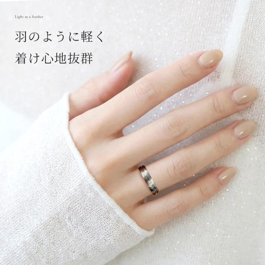 チタンリング 結婚指輪 ダイヤモンド付き 純チタン マリッジリング 男女ペアセット ペアリング 刻印の画像