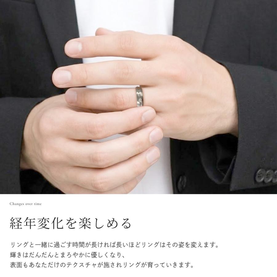 チタンリング 結婚指輪 ダイヤモンド付き 純チタン マリッジリング 男女ペアセット ペアリング 刻印の画像