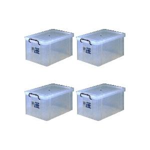 収納ボックス 収納ケース フタ付き プラスチック製 タグボックス07 透明（クリア） 約幅437×奥行632×高さ327mm お買い得4台セット プレート付