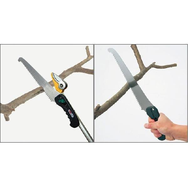 高枝切りバサミ 剪定鋏 園芸用品 高枝鋏 ポールスリム3段式 アンビル刃 NO336 専用ノコギリ刃付き ガーデニング雑貨 園芸工具_2