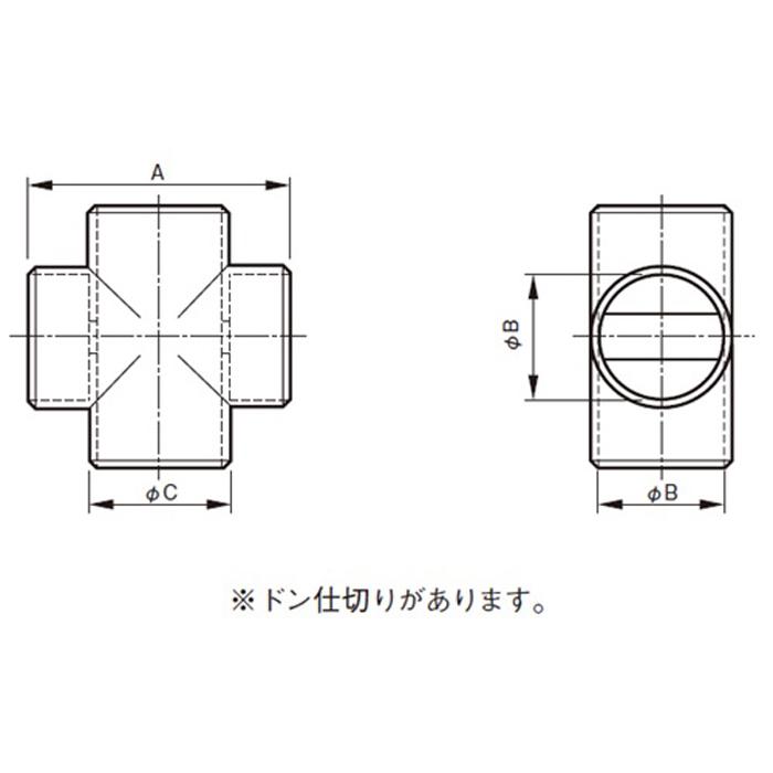 物干し パイプ ジョイント ハンガー 金具 クロームメッキ DC クロス 十字型 ジョイント  19mm 幅44×奥行23mm 1個単位 適用パイプ19mm 手すり インテリア｜e-housemania｜02