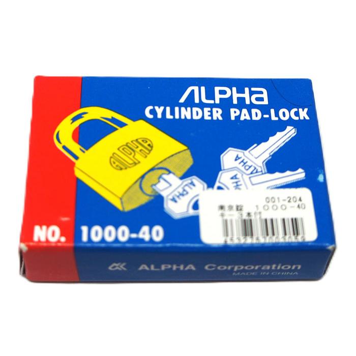 南京錠 アルファ かぎ 1000-40mm カギ違い キー3本付 12個入り ALPHA