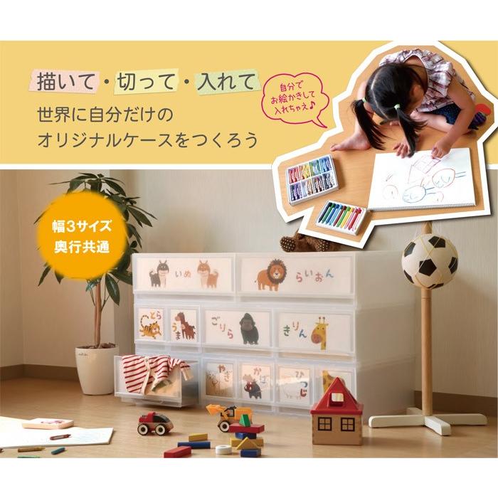 収納 収納ボックス 収納ケース プラストPHOTO 透明 3段 引き出し 幅17×高さ57×奥行45cm 4台入り1ケース単位 重ね置き可能 チェストの画像