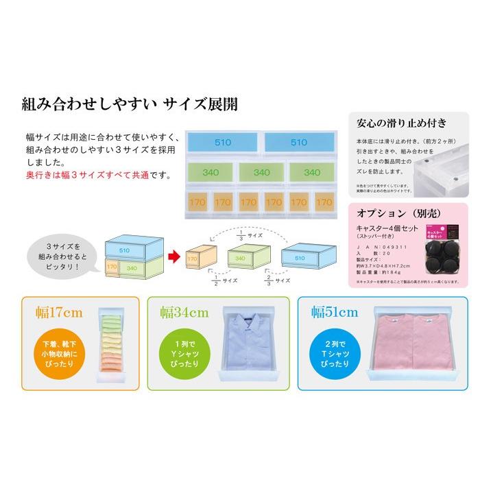 収納 収納ボックス 収納ケース プラストPHOTO 透明 3段 引き出し 幅17×高さ57×奥行45cm 4台入り1ケース単位 重ね置き可能 チェストの画像