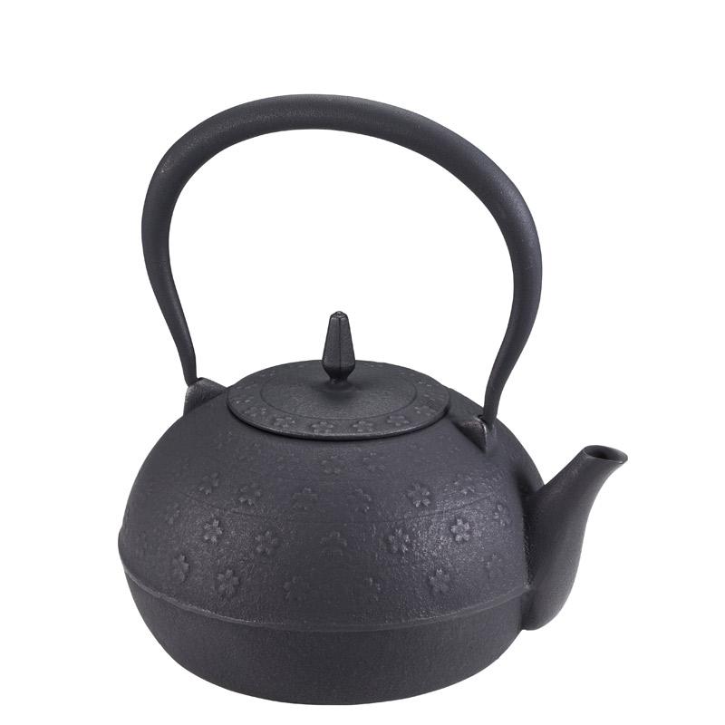 南部鉄器 南部鉄 鉄瓶 梔子（くちなし）さくら文様 墨 IH対応 約直径