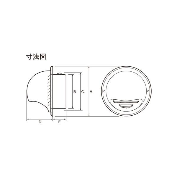 ガラリ 換気 ステンレス製 丸型フード付ガラリ GN100S-HL 36台/1ケース単位 ヘアーライン 直径100mm ビス穴パンチ 新築 リフォーム DIY 住宅 外壁換気口｜e-housemania｜02