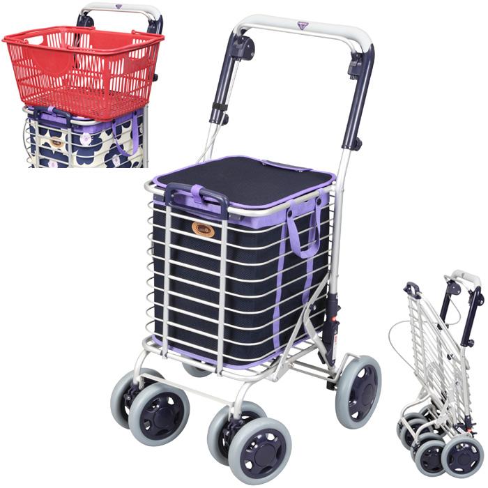 シルバーカー 買い物かご 折りたたみ アルミワイヤーカー A-0245M