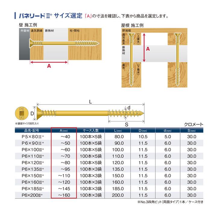 外壁用 木工用 ネジ ビス パネリード2 P6-120 2 皿 サラ 頭 6×120mm 
