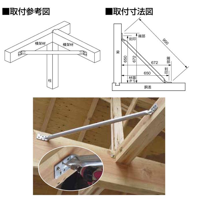 オメガー 火打ち金物 パイプ火打 ビス用 全長950mm AA1002 10本 オメガー 火打ち金物 パイプ火打 ビス用 全長950mm AA1002 10本