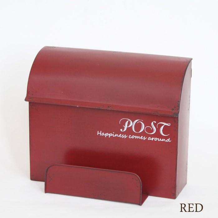 壁掛けポスト 郵便受け 新聞受け アイアン メタルポスト レッド