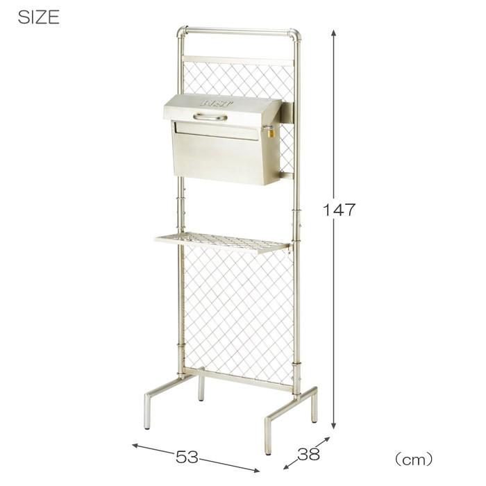 ポスト 郵便受け スタンド スタンドポスト 置き型ポスト おしゃれ 郵便ポスト 南京錠付き ポスト 組立式 工事不要 スチール カリフォルニアフェンスポスト｜e-housemania｜06