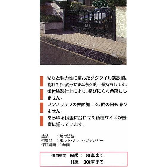 段差スロープ 段差解消 特殊車両用キャスコーナーH級 100mm段差用本体・300×335×95mm 30t車まで 鋳鉄製 駐車場のバリアフリー 段差スロープ 段差解消