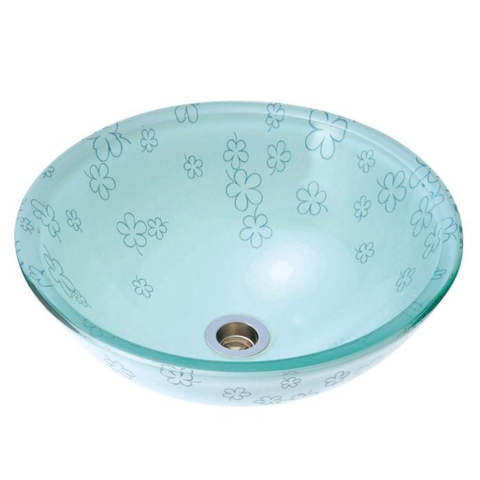 洗面ボウル 強化ガラス 洗面ボール 手洗い鉢 手洗器 おしゃれ 置き型 アクア 蒼い花 Sサイズ 直径355ミリ X0068 Ake 家と庭のdiy通販 イーハウスマニア 通販 Yahoo ショッピング