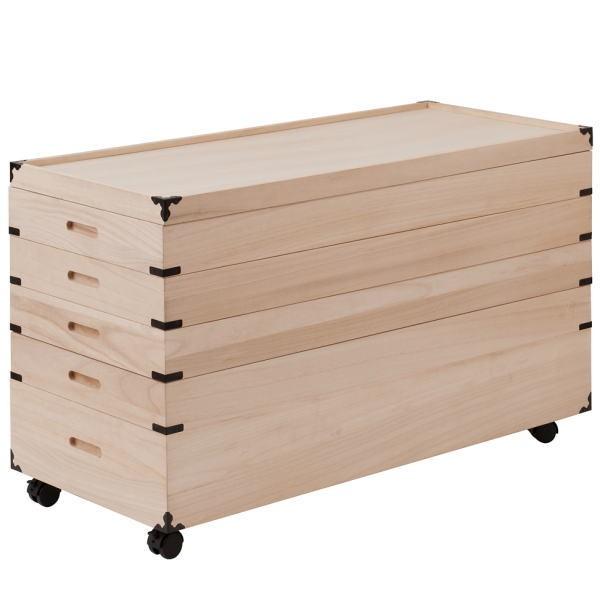 キャスター付き 桐衣装箱 5段 高さ54cm 隅金具付 桐ケース 衣装ケース