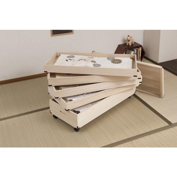 キャスター付き 桐衣装箱 5段 高さ54cm 隅金具付 桐ケース 衣装ケース