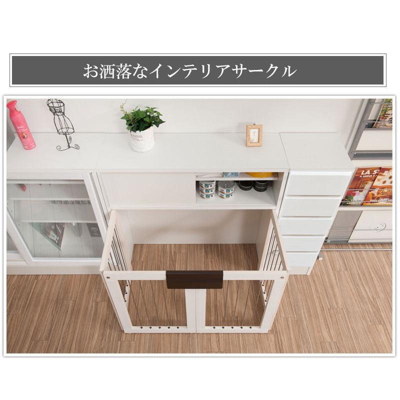 折りたたみ型 ケージ 省スペース 天然木 桐 収納付折りたたみ式ペットケージ 幅90 ホワイト 犬 ペット ゲージ サークル 室内 【代引不可】 幅90 ウレタン樹脂塗装