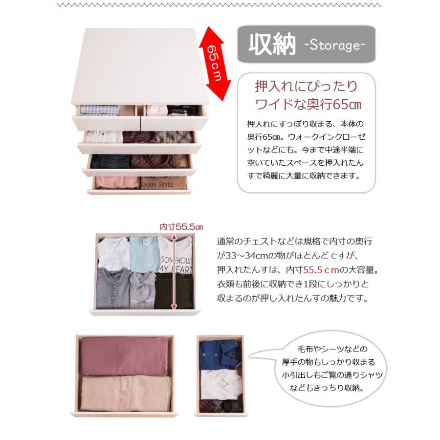 押入れたんす 幅75cm 奥行65cm 4段 ホワイト 箪笥 タンス 押入 収納