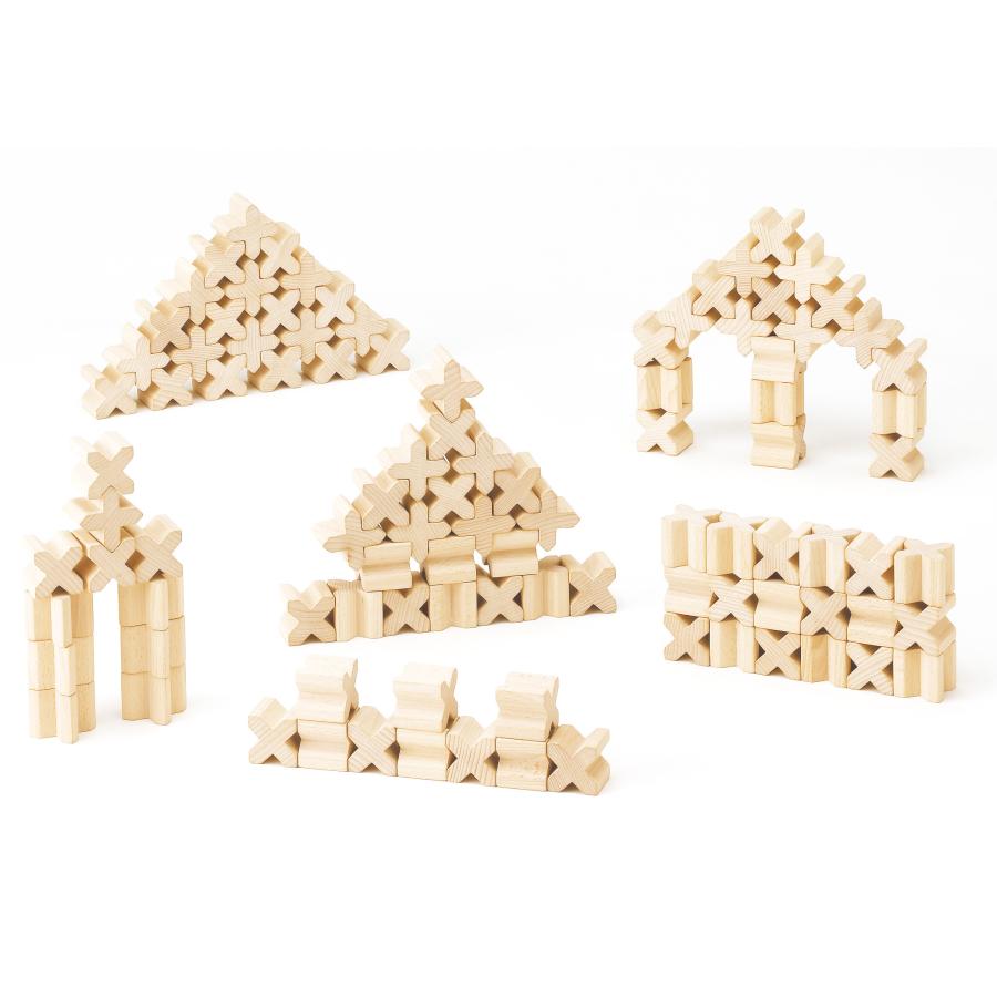 木製ブロックセット 約64個　積み木 X(エックス)-BLOCKS・96 木箱入り 木のおもちゃ 積木 積み木 つみき