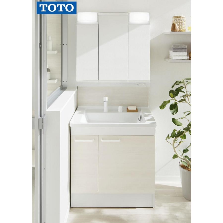 TOTO 洗面化粧台 KC 3面鏡+片引出 75CM巾 ルースホワイト TOTO 洗面化粧台 KC 3面鏡+片引出 75CM巾 ルースホワイト