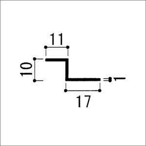 アルミアングル Z型 1.0x10x11x17x3640mm アルマイトシルバー アルミアングル Z型 1.0x10x11x17x3640mm アルマイトシルバー