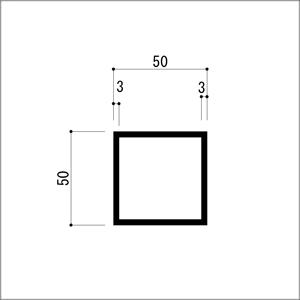 アルミ角パイプ 角柱 角材 3.0ｘ50ｘ50ｘ4000mm アルマイトシルバー｜e-kanamono｜02