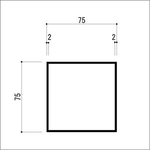 アルミ角パイプ 角柱 角材 2.0ｘ75ｘ75ｘ4000mm アルマイトシルバー_1
