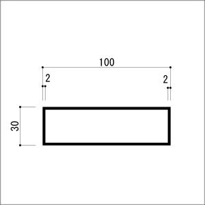 アルミ角パイプ 角柱 角材 2.0ｘ30ｘ100ｘ5000mm（4M+1M） アルマイトシルバー_1