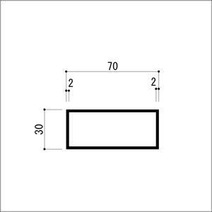 アルミ角パイプ 角柱 角材 2.0ｘ30ｘ70ｘ5000mm（4M+1M） アルマイトシルバー｜e-kanamono｜02