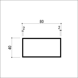 アルミ角パイプ 角柱 角材 2.0ｘ40ｘ80ｘ4000mm アルマイトシルバー｜e-kanamono｜02