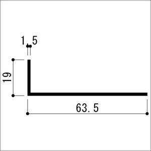 アルミアングル 不等辺 1.5x19x63.5x4000mm コーナー材 アルマイトシルバー｜e-kanamono｜03