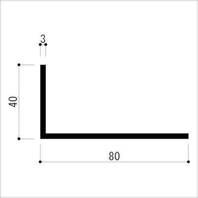 アルミアングル 白 不等辺 3.0x40x80x4000mm コーナー材 ホワイト