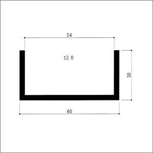 アルミチャンネル 3.0x60（内寸54）x30x5000mm（4M+1M） 生地（表面処理なし）｜e-kanamono｜02