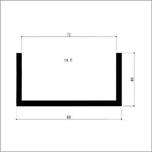 アルミチャンネル 4.0x80（内寸72）x40x5000mm（4M+1M） 生地（表面処理なし）｜e-kanamono｜02