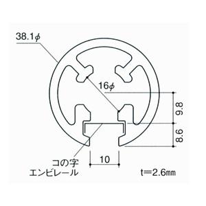 ガラススクリーンポール（ブースバー） Kタイプ 一方 38mm x L250mm 半球頭 ボルト固定 ゴールド｜e-kanamono｜03