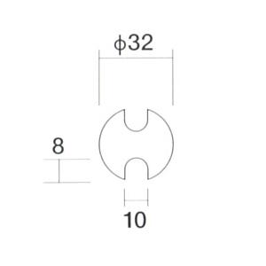 ガラススクリーンポール（ブースバー） Pタイプ 平二方 32mm x L300mm ギボシ頭 丸座固定 ゴールド_2