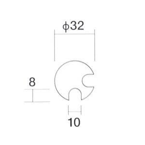 ガラススクリーンポール（ブースバー） Pタイプ 角二方 32mm x L300mm ギボシ頭 丸座固定 ゴールド_2