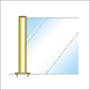 ガラススクリーンポール（ブースバー） Pタイプ 一方 32mm x L300mm 平頭 丸座固定 ゴールド｜e-kanamono｜02