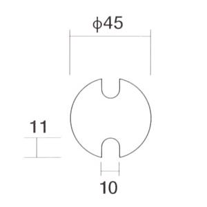 ガラススクリーンポール（ブースバー） Pタイプ 平二方 45mm x L250mm ギボシ頭 丸座固定 ゴールド｜e-kanamono｜03