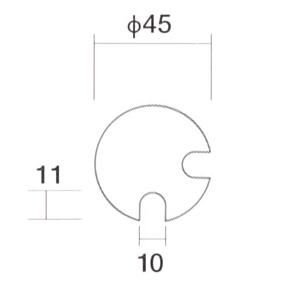 ガラススクリーンポール（ブースバー） Pタイプ 角二方 45mm x L250mm ギボシ頭 ボルト固定 クロームの画像